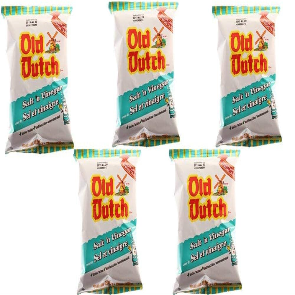 5 Bags of Old Dutch Potato Chips (5 x 40g / 1.4oz) Bundle {Imported from Canada} (Salt & Vinegar)