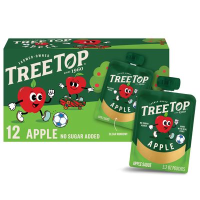 Tree Top Apple Sauce Pouches, Apple Flavor, No Sugar Added, 3.2 oz. pouches (Pack of 12)