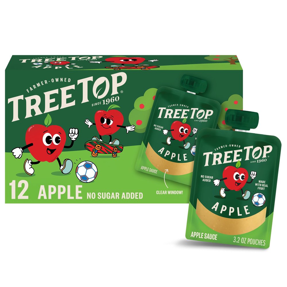 Tree Top Apple Sauce Pouches, Apple Flavor, No Sugar Added, 3.2 oz. pouches (Pack of 12)