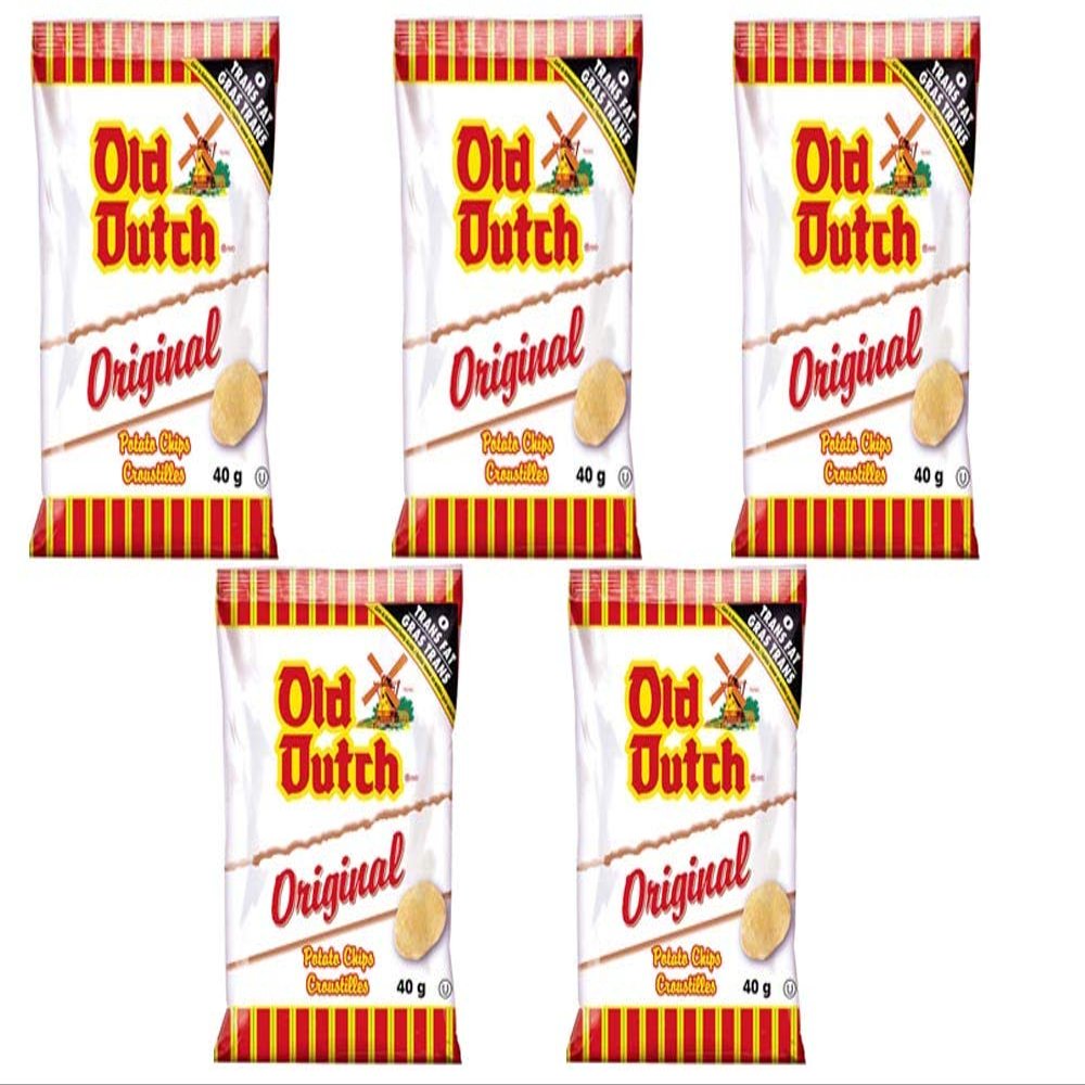5 Bags of Old Dutch Potato Chips (5 x 40g / 1.4oz) Bundle {Imported from Canada} (Original)