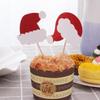 Amosfun Christmas Santa Claus Hat Cake Toppers - 36pcs Insert Cake Card Decoration Cupcake Picks Fruit Picks Dessert Toppers for Xmas Party Supply view 2
