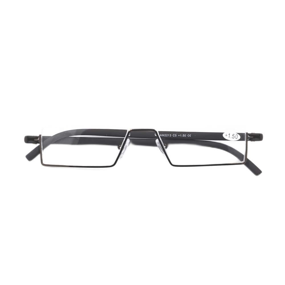Qi Song Flexible Tr90 Half Frame Reading Glasses Semi Rimless Reader With Hard Case qs057 (Brown, +2.5)