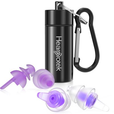 Hearprotek Sleeping Ear Plugs, 2 Pairs Ear Plugs (32db & 30db) Ultra Soft Noise Reduction and Hearing Protection earplugs for Side Sleepers, snoring, Travel, Working, Safety (Purple)