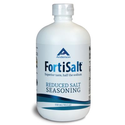 Anderson FortiSalt  Unrefined Mineral Sea Salt, Award Winning Taste, Sustainable Gourmet Salt, Real Salt Taste, Low Sodium 550 mL