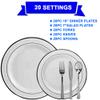 100 Pieces Plastic China Plate Silverware Combo for 20 people WHITE with SILVER Reflection Masterpiece Like view 2