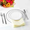100 Pieces Plastic China Plate Silverware Combo for 20 people WHITE with SILVER Reflection Masterpiece Like view 4