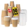 1InTheHome 8oz Disposable Coffee Cups With Lids - Insulated Paper Cups, Ripple Wall, 50 Pack view 1
