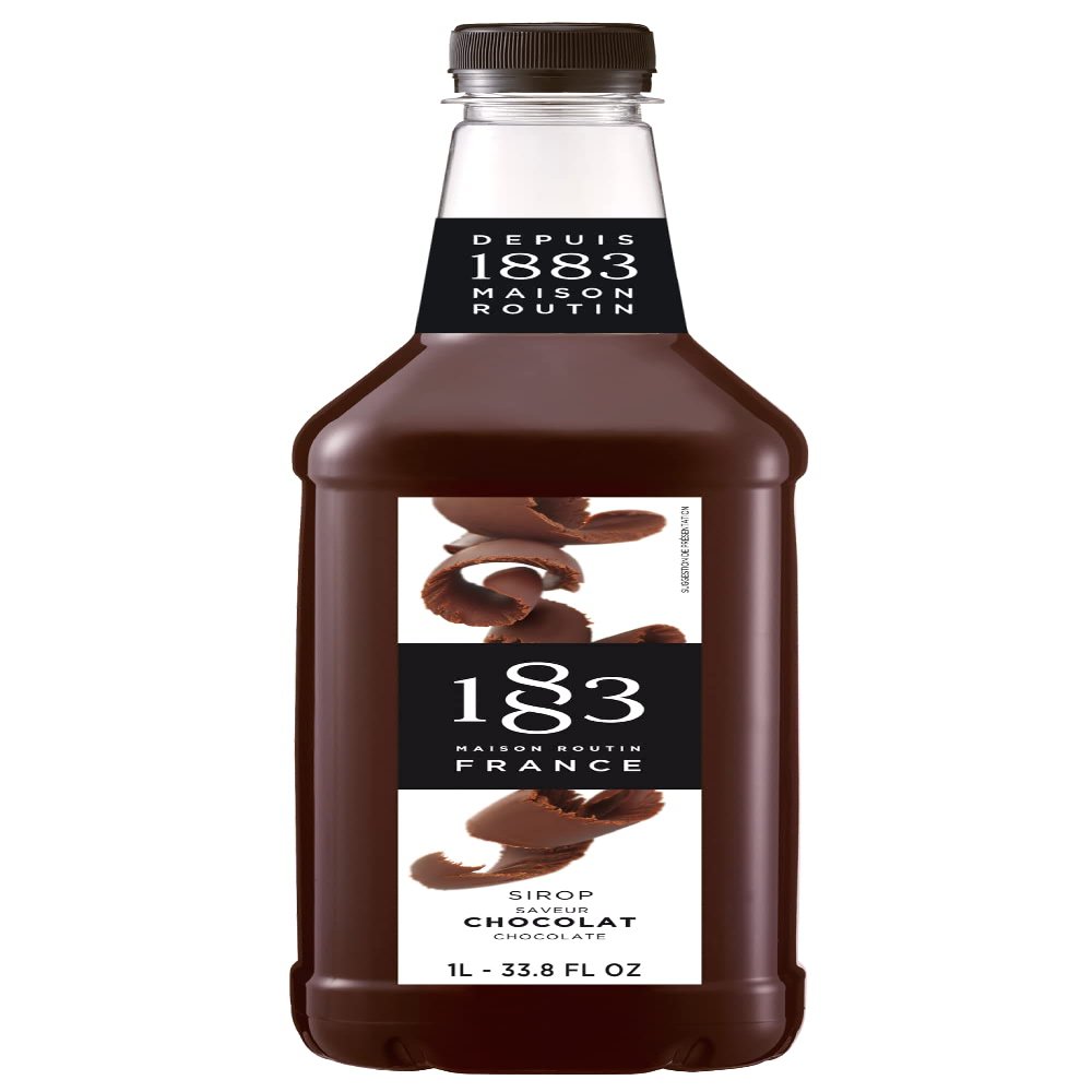 1883 Coffee Syrup, Chocolate Syrup for Drinks, Made in France, 1 Liter Plastic Bottle