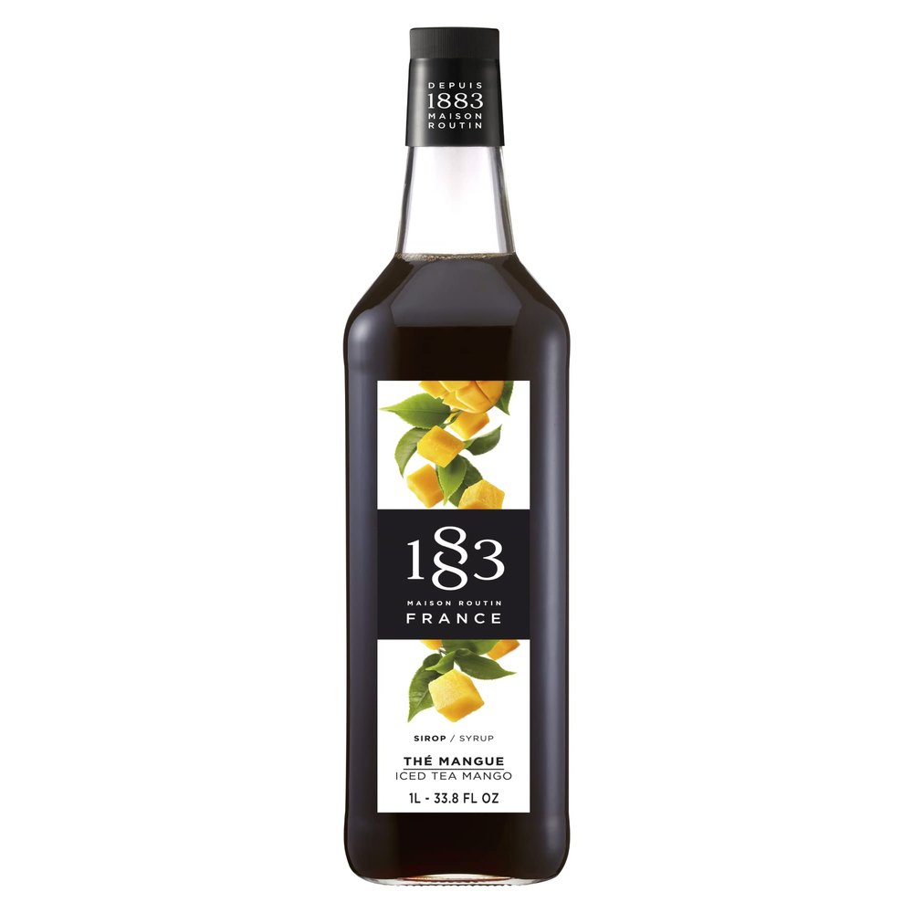 1883 Iced Tea Mango Syrup for Drinks, Made in France, 1 Liter Glass Bottle