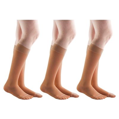Actifi Women's Sheer 15-20 mmHg Closed Toe Knee High Compression Stockings 3 Pack