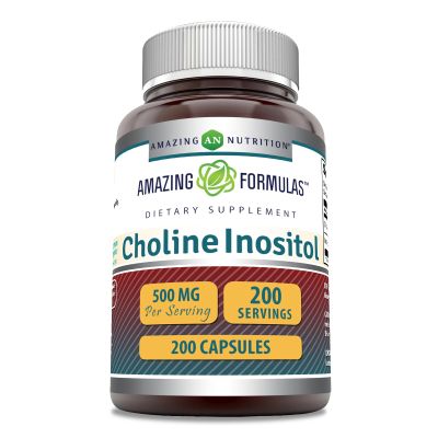 Amazing Formulas Choline & Inositol Supplement | 500 Mg Per Serving | Capsules | Non-GMO | Gluten-Free | Made in USA (1 Pack, 200 Count)