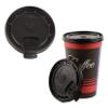 [150 Pack] Black Flat Tear Back Lids for Hot Cup, Coffee, Paper - Universal Size Fits 10,12,16,20oz Disposable Cups - Black Coffee Lids Standard 90mm view 1