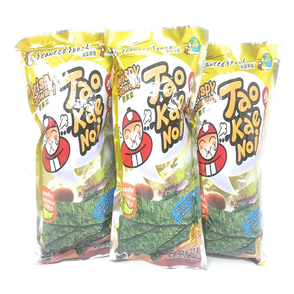 Tao Kae Noi Crispy Seaweed Wasabi Flavor 32g, 3 Pack