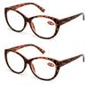2 Pairs Deluxe Women Reading glasses - Magnified Readers Cateye Vintage Jackie Oval (2 Tortoise, 3.50) view 1