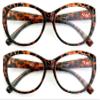 2 Pairs Deluxe Women Reading glasses - Magnified Readers Cateye Vintage Jackie Oval (2 Tortoise, 3.50) view 2