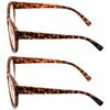 2 Pairs Deluxe Women Reading glasses - Magnified Readers Cateye Vintage Jackie Oval (2 Tortoise, 3.50) view 3