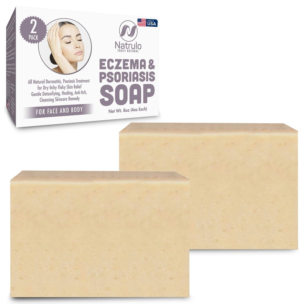 Eczema Soap Bar for Face and Body All Natural Dermatitis, Psoriasis Solution for Dry Itchy Flaky Skin Relief Gentle Detoxifying, Anti-Itch, Cleansing Skincare Remedy Eczema Soap Bar Made in USA