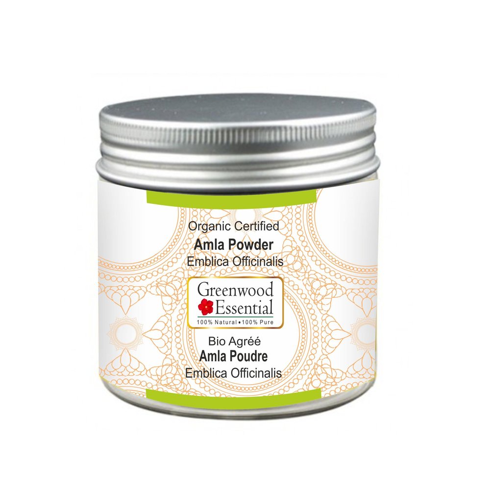 Greenwood Essential Pure Amla Powder (Indian Gooseberry) Emblica Officinalis Organic Certified 100% Natural Therapeutic Grade 200gm (7.05 oz)