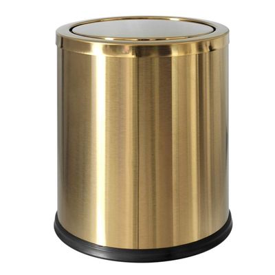 Dong hao 12 Liter / 3 Gallon Storage for Hotel Hotel, Brushed Stainless Steel, Round Stainless Steel Trash Can with Swing Lid, Modern Home Dcor, (Color : Gold)