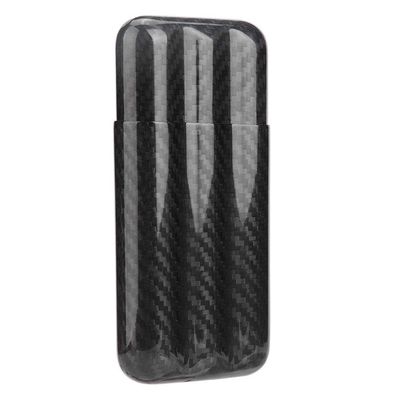 Acouto Cigar Holders, 6.5 * 3.0 * 1.2inch Carbon Fiber Cigar Case Humidors 3 Tubes Storage Box Travel Case
