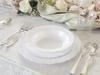" OCCASIONS " 320 Piece set (40 Guests)-Vintage Wedding Party Disposable Plastic Plates & cutlery -40x10.25''+ 40x7.5'' + Silverware + 12oz Silver Rim Cups + Napkins (Portofino Plain White) view 3