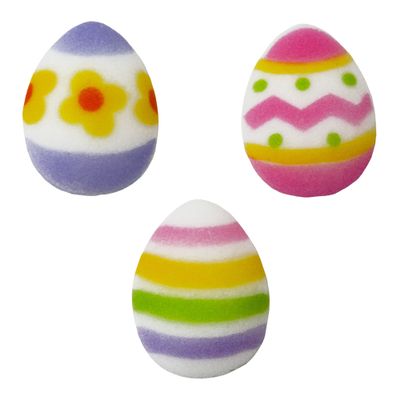 DecoPac Sugar Dec-Ons Easter Eggs Assortment, Brightly Colored Sugar Cake Decorations, Ready to Use Edible Cupcake Toppers, 132 Molded Decorations