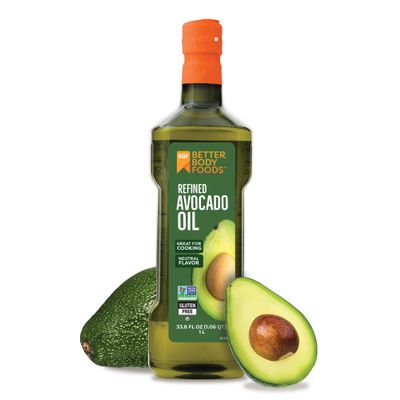 BetterBody Foods Refined Non-GMO Cooking Oil, Kosher, Keto and Paleo Diet Friendly, Avocado Oil, 1 Liter, 33.8 Fl Oz