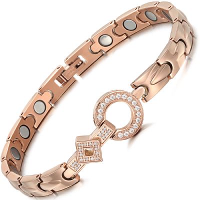 RainSo Elegant Womens Titanium Steel Magnetic Bracelets Adjustable