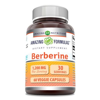 Amazing Formulas Berberine Supplement | 1200 Mg per Serving | Veggie Capsules | Non-GMO | Gluten-Free | Made in USA (60 Count, 1 Pack)