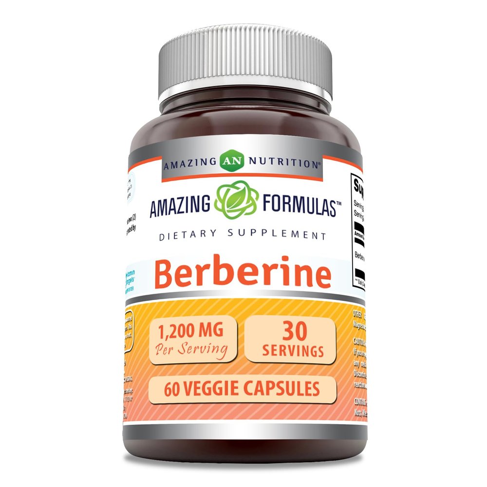 Amazing Formulas Berberine Supplement | 1200 Mg per Serving | Veggie Capsules | Non-GMO | Gluten-Free | Made in USA (60 Count, 1 Pack)