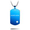 MOWOM Medical Dog Tag Pendant Necklace Custom Engraved Alert for Men Women Stainless Steel - Bundle with 5 Items: Emergency Card, Sleeve, 2 Inches Extension Chain, Silencer (Blue Warfarin) view 1