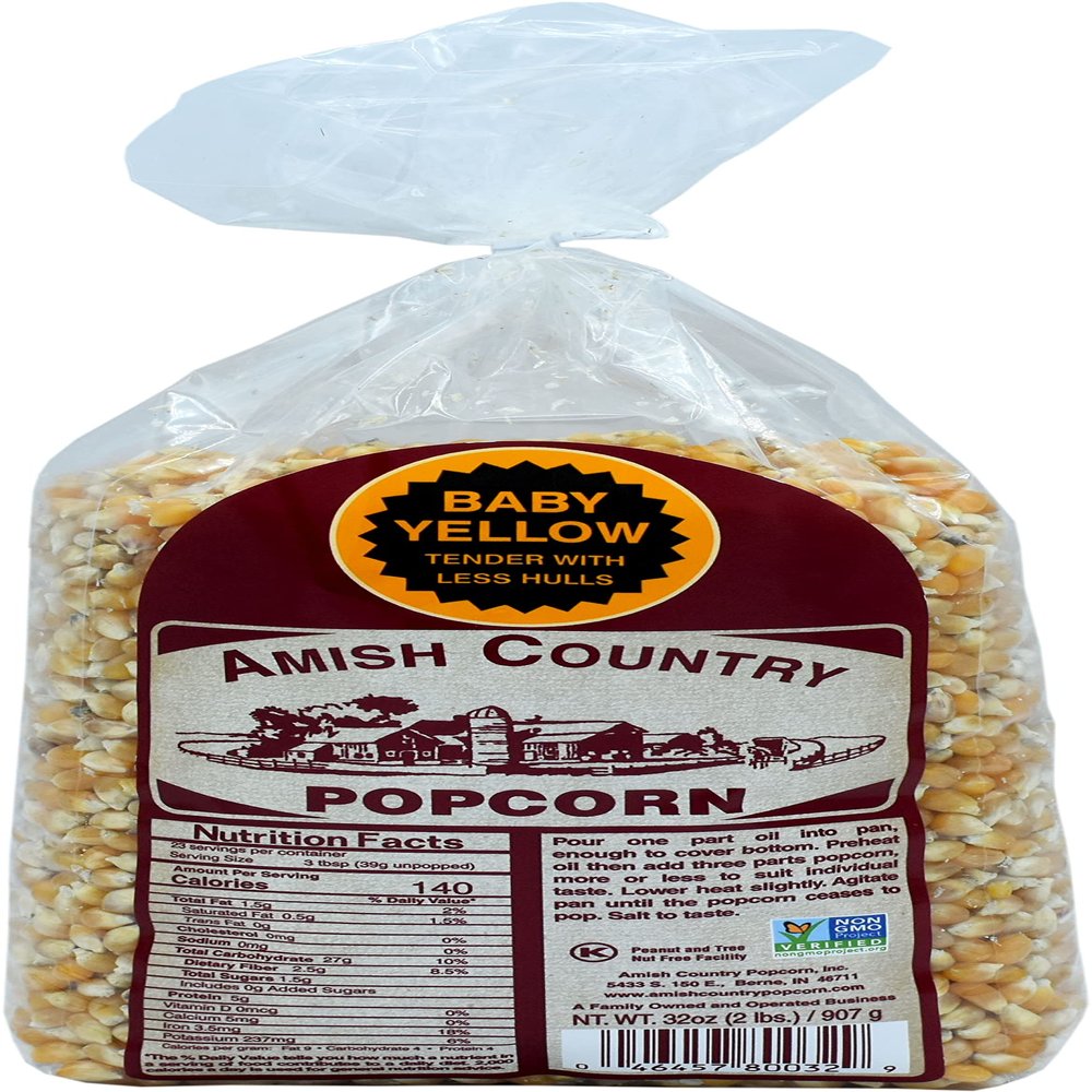 Amish Country Popcorn | 2 lb Bag | Baby Yellow Popcorn Kernels | Old Fashioned, Non-GMO and Gluten Free (Baby Yellow - 2 lb Bag)