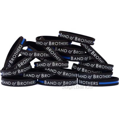 SayitBands 15 Band of Brothers Wristbands with the Thin Blue Line