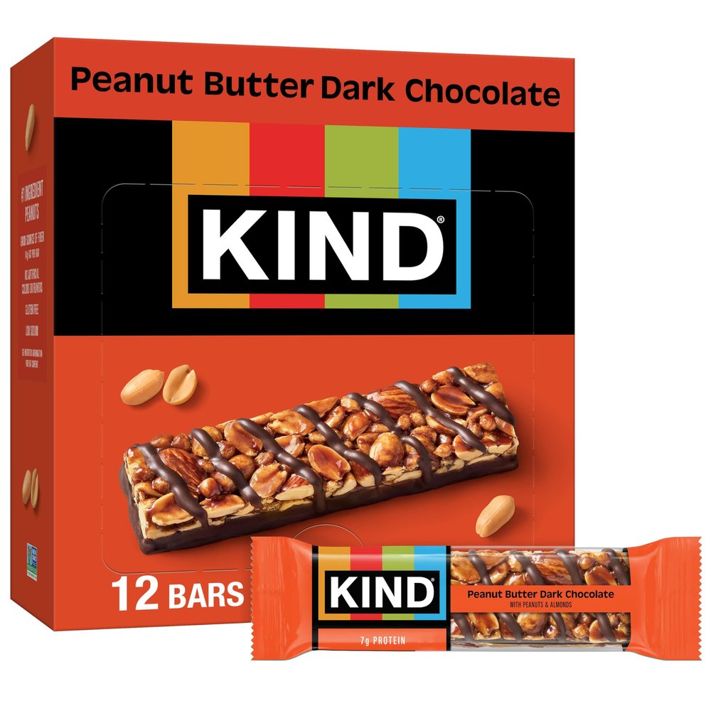 KIND Healthy Snack Bar, Peanut Butter Dark Chocolate, 7g Protein, Gluten Free Bars, 1.4 OZ, (60 Bars)