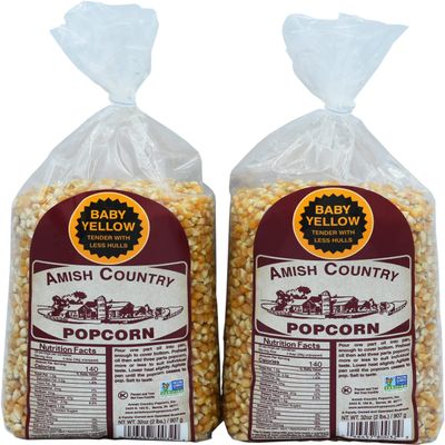 Amish Country Popcorn | 2-2 lb Bags | Baby Yellow Popcorn Kernels | Old Fashioned, Non-GMO and Gluten Free (2-2 lb Bags)