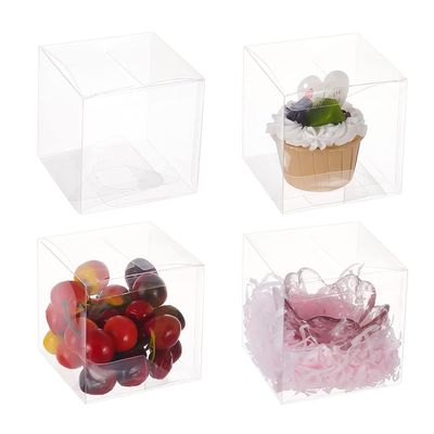 BENECREAT 30 Pack 3.5x3.5x3.5 Inch Clear Plastic Easter Party Favor Box PVC Candy Gift Wrap Boxes for Wedding Party Candy Cookie Choclates Treat