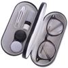 Contact Lens Case - 2 in 1 Double Sided Portable Glasses Case - Mirror - Tweezers and Applicator Included - Perfect for Home Travel-Black  view 2
