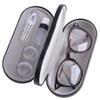Contact Lens Case - 2 in 1 Double Sided Portable Glasses Case - Mirror - Tweezers and Applicator Included - Perfect for Home Travel-Black  view 3