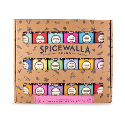 Spicewalla Essential Spices and Seasonings Set 18 Pack Variety | Garlic, Onion, Paprika, Crushed Red Pepper, Oregano, & more| Kitchen Cooking Set for Apartment and Home | House Warming Gift Set