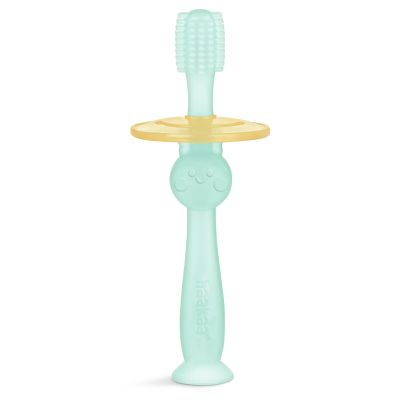 Haakaa 360 Food Grade Silicone Baby Toothbrush - 6M+ With Shield & Base Design, 1pc (Blue)