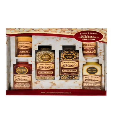 Amish Country Popcorn | Variety Bundle All in One Set | 14 ounce Baby White, 14 ounce Rainbow Popcorn Kernels | Old Fashioned, Non-GMO and Gluten Free