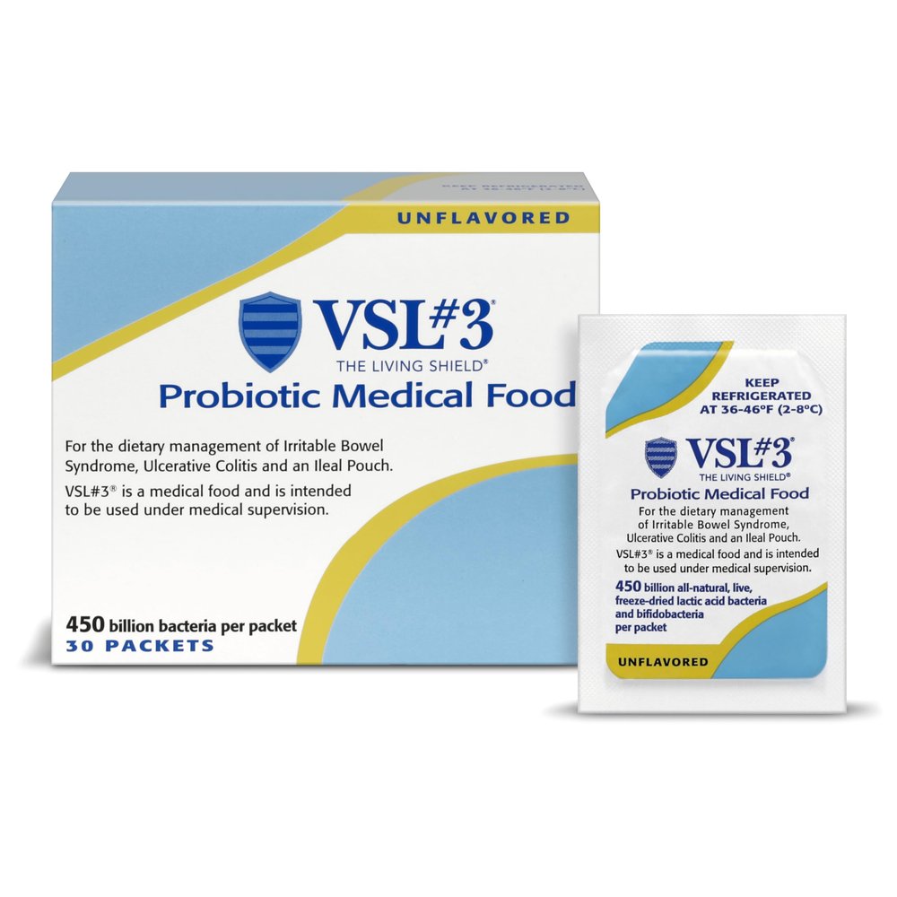 VSL#3 Probiotic Powder for Digestive Health, IBS & UC Symptoms - 450B CFUs, High-Potency, Multi-Strain, Live, Refrigerated Probiotic, Medical Food for Gut Health Support in Men & Women, 30 Pack