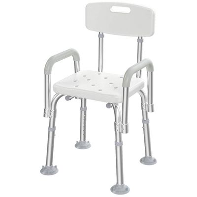 Aluminum Alloy Deluxe Edition Bath Stool Bench for Elderly, Disabled, Handicapped, Bathroom Safety Handle with Backrest