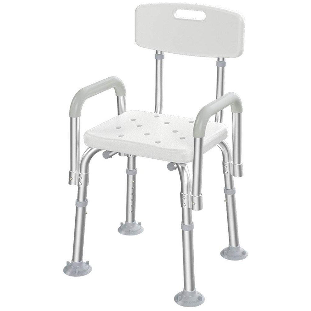 Aluminum Alloy Deluxe Edition Bath Stool Bench for Elderly, Disabled, Handicapped, Bathroom Safety Handle with Backrest