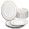 " OCCASIONS " 60 Plates Pack, Heavyweight Disposable Wedding Party Plastic Plates (10.5'' Dinner Plate, Imperial White & Gold) view 1
