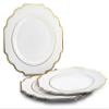 " OCCASIONS " 60 Plates Pack, Heavyweight Disposable Wedding Party Plastic Plates (10.5'' Dinner Plate, Imperial White & Gold) view 2