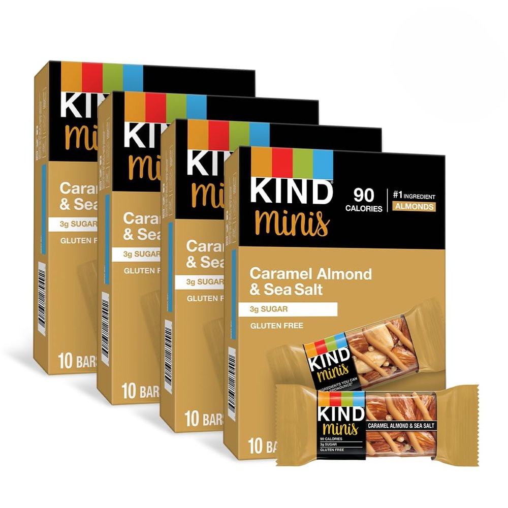 KIND Minis Healthy Snack Bar, Caramel Almond & Sea Salt, 3g Sugar, Gluten Free Bars, 0.7 OZ, (80 Ct)