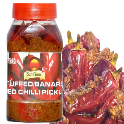 Sun Grow Organic Homemade Stuffed Banarasi Red Chilli Pickle, 1 kg
