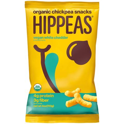 HIPPEAS Organic Chickpea Puffs + Vegan White Cheddar | 4 ounce | Vegan, Gluten-Free, Crunchy, Protein Snacks