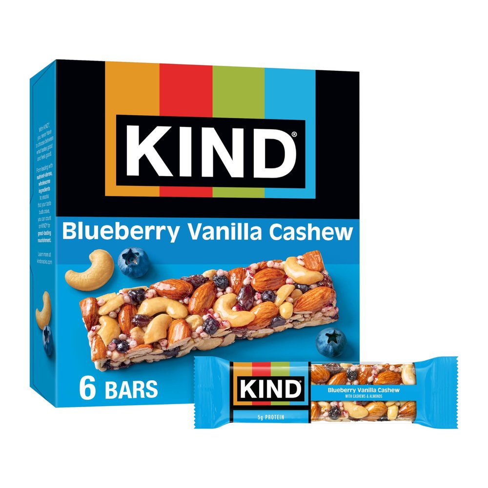 KIND Healthy Snack Bar, Blueberry Vanilla Cashew, 5g Protein, Gluten Free Bars, 1.4 OZ, (60 Bars)